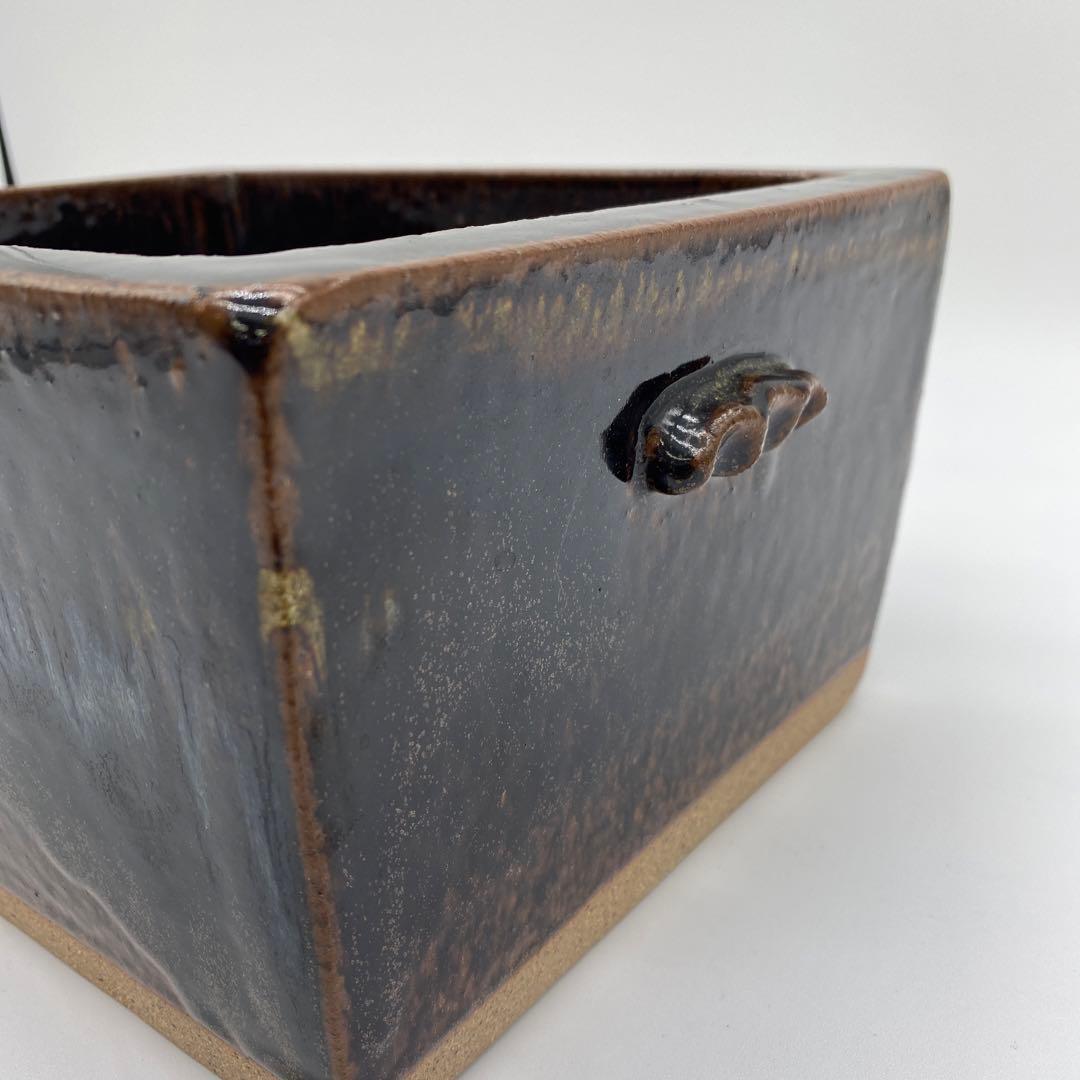会津本郷焼 宗像窯 にしん鉢 高さ:12.8㎝ ニシン鉢 角鉢 陶器 陶芸 焼物