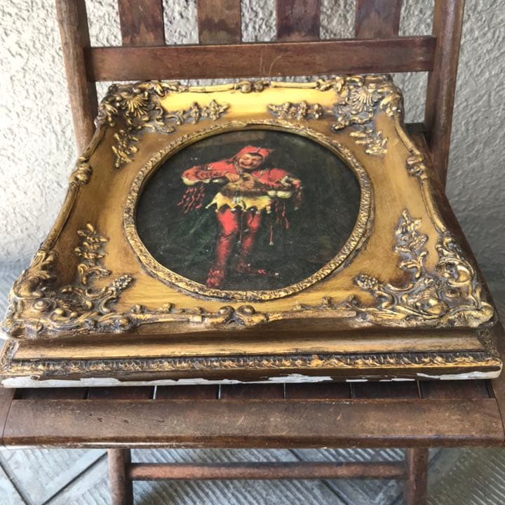 Very Old 19世紀 アンティーク　絵画　油彩 Antique　道化師