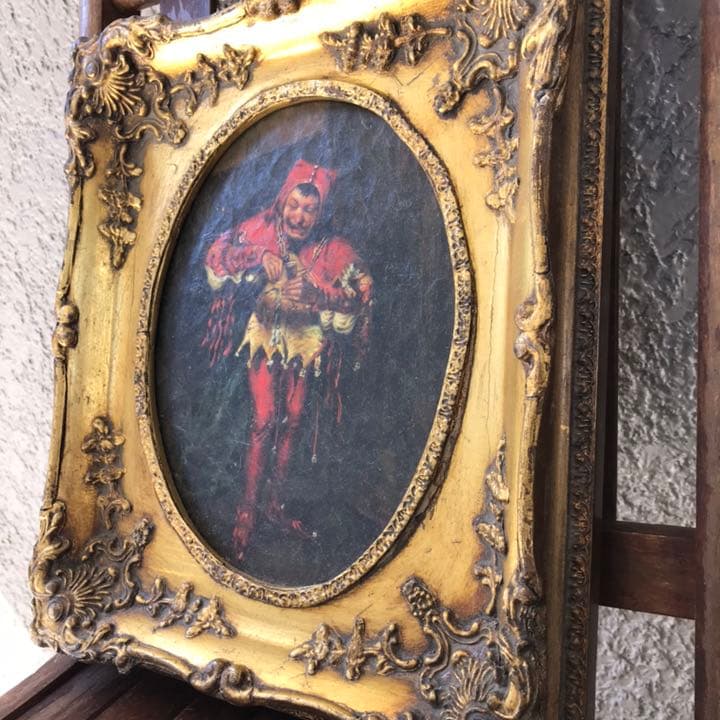 Very Old 19世紀 アンティーク　絵画　油彩 Antique　道化師