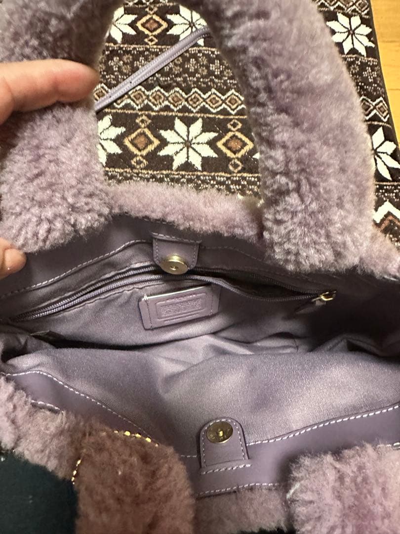 COACH ファーショルダーバッグ パープル