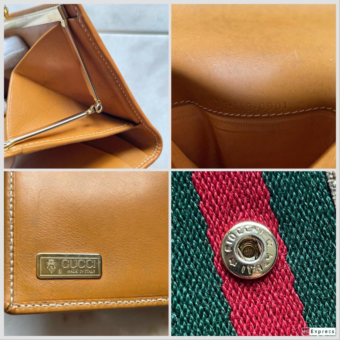 ■598 GUCCI オールドグッチ シェリー GGマイクロ がまぐち 折り財布