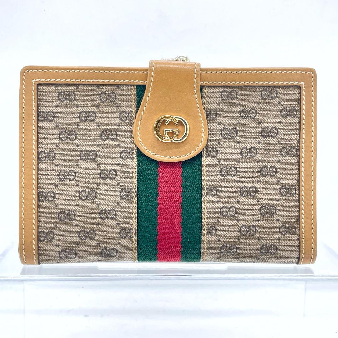 ■598 GUCCI オールドグッチ シェリー GGマイクロ がまぐち 折り財布