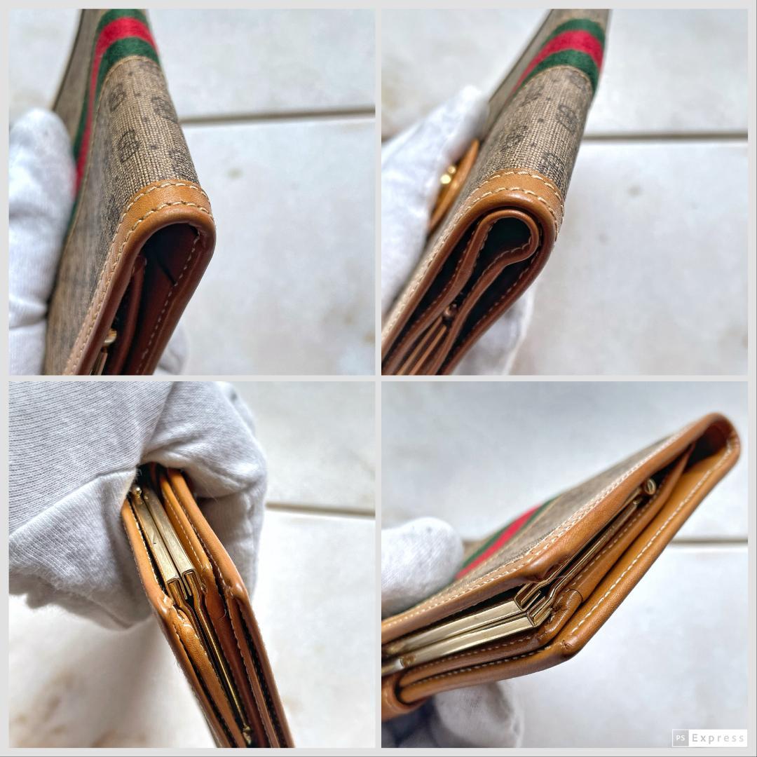 ■598 GUCCI オールドグッチ シェリー GGマイクロ がまぐち 折り財布