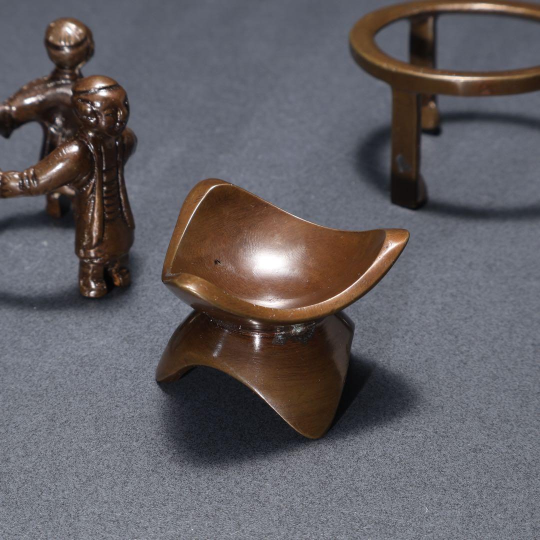 【茶道具】七種蓋置　唐銅　和雲　共箱　R1625N3