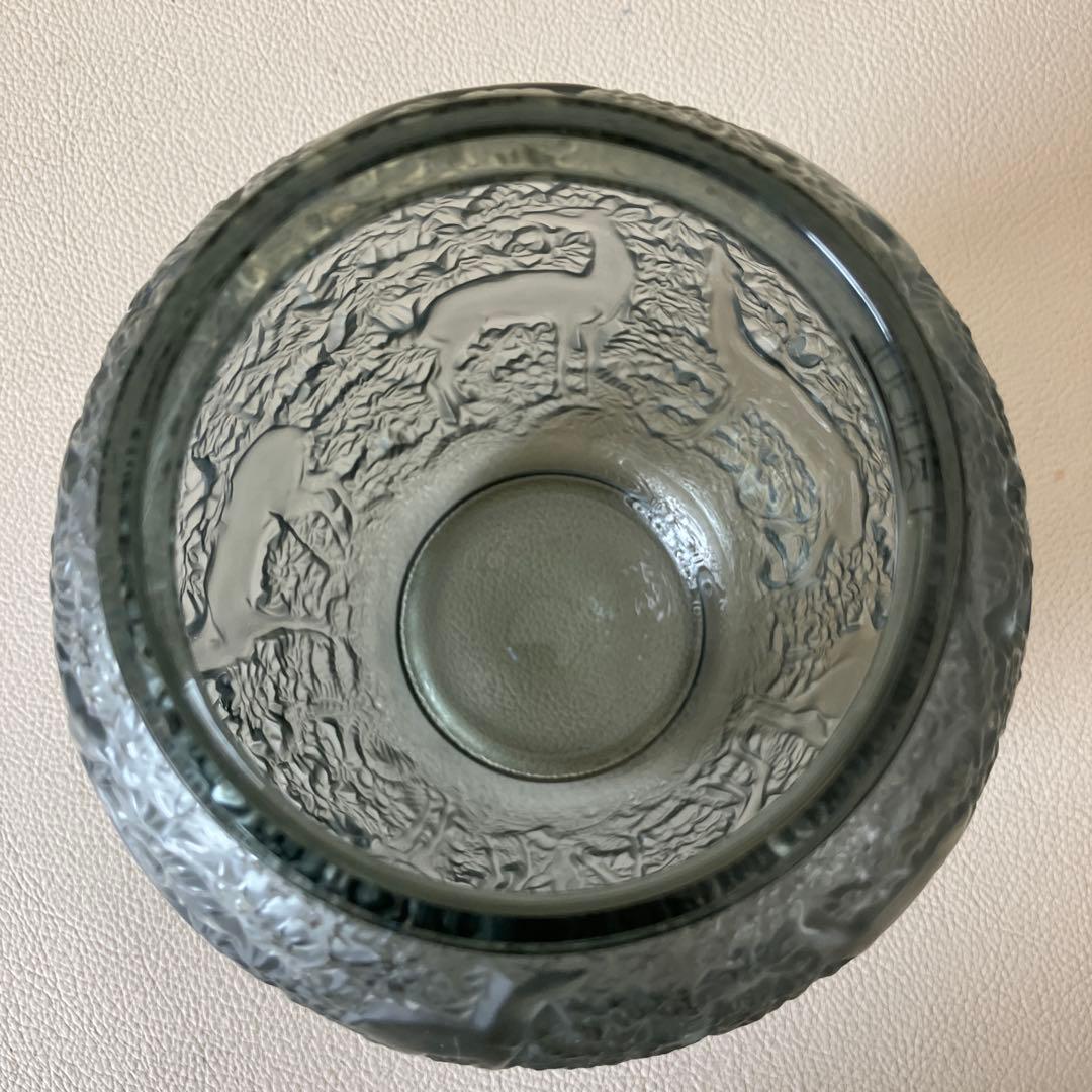 LALIQUE グレー ガラス花瓶 動物模様
