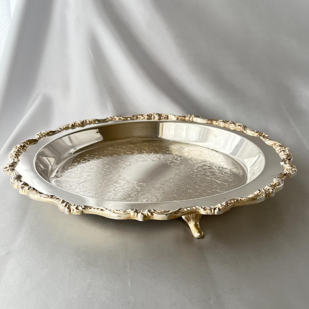 【POOLE】サルヴァ / ドリンクトレー【シルバープレート】30cm フット付