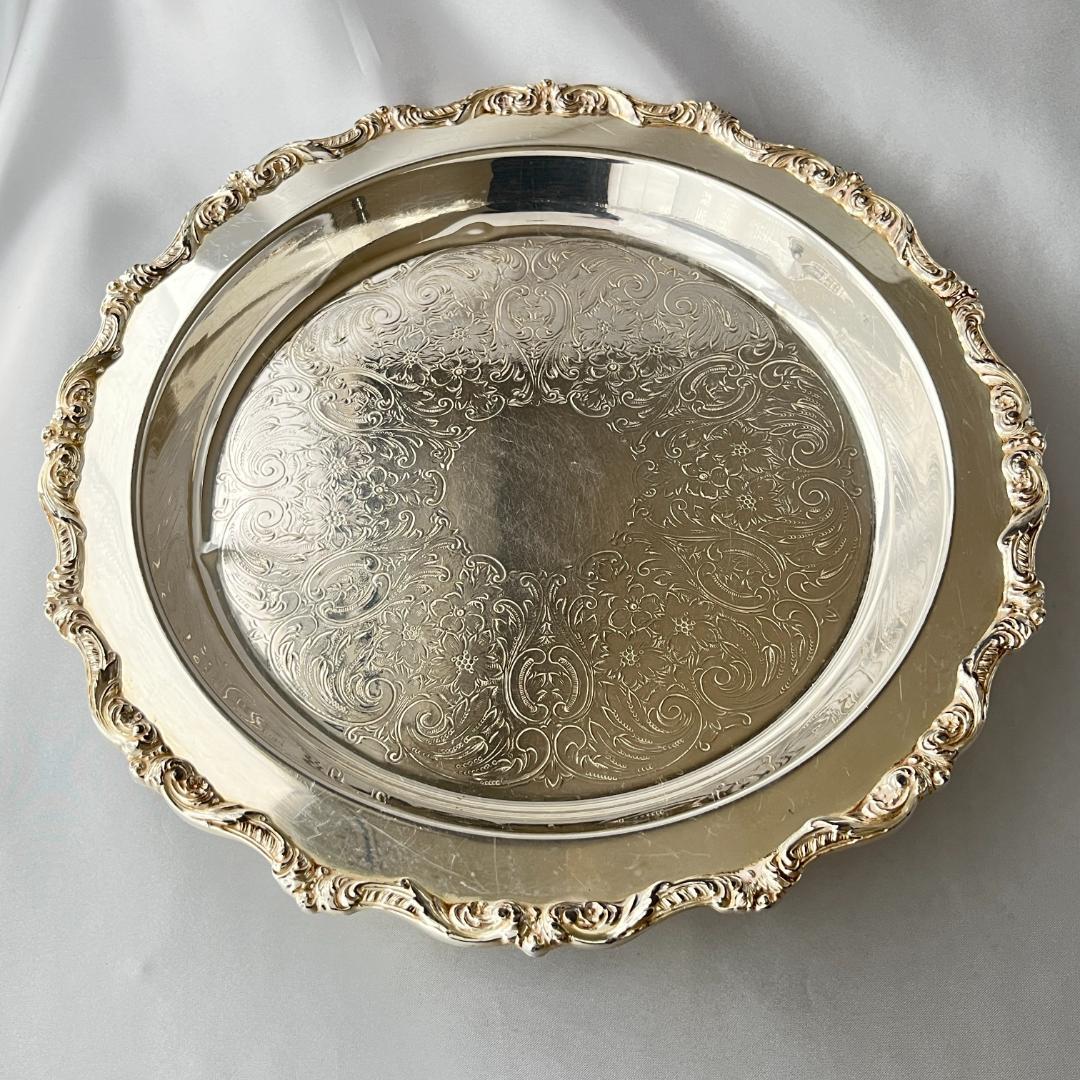 【POOLE】サルヴァ / ドリンクトレー【シルバープレート】30cm フット付