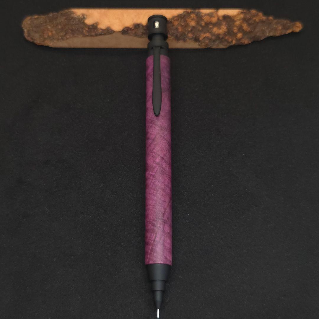 No.02ハンドメイド製図用シャープペンMDS1木軸パープルハート縮み杢