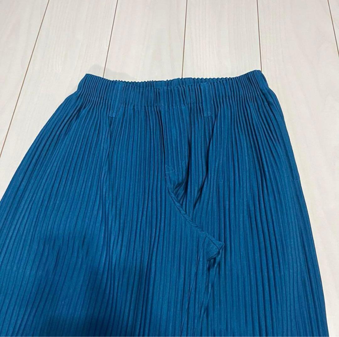 やまとイッセイミヤケ オムプリッセ プリーツベーシックパンツ ブルー
