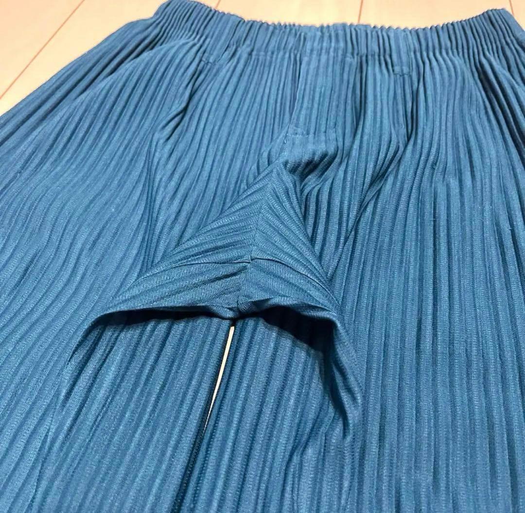 やまとイッセイミヤケ オムプリッセ プリーツベーシックパンツ ブルー