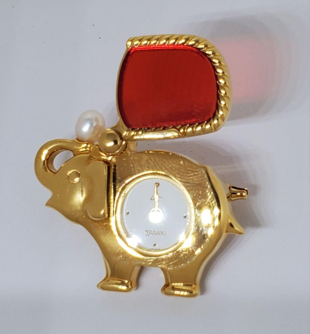 TASAKI　タサキ　エレファント　時計　本真珠　ブローチ　ジュエリー