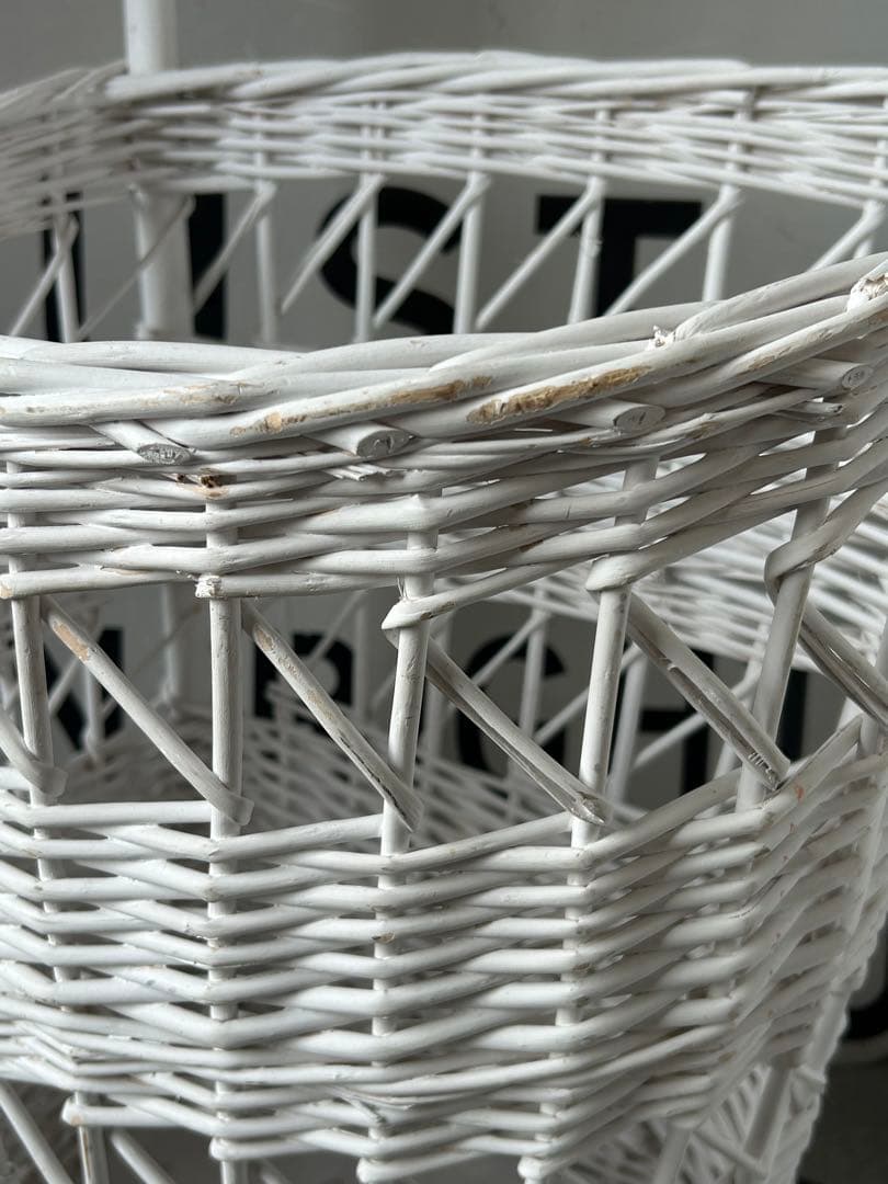 アンティーク　ビンテージ　籐　ラタン　ショッピングカート　バスケット　カゴ　かご