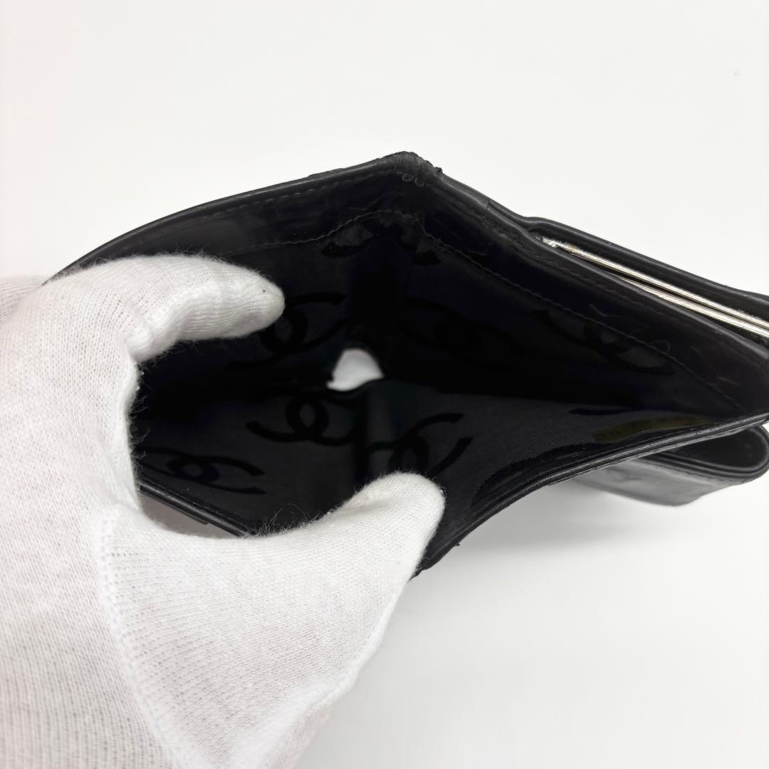 ✨超美品✨シャネル カンボンライン 二つ折財布 ガマ口 ココマーク ブラック