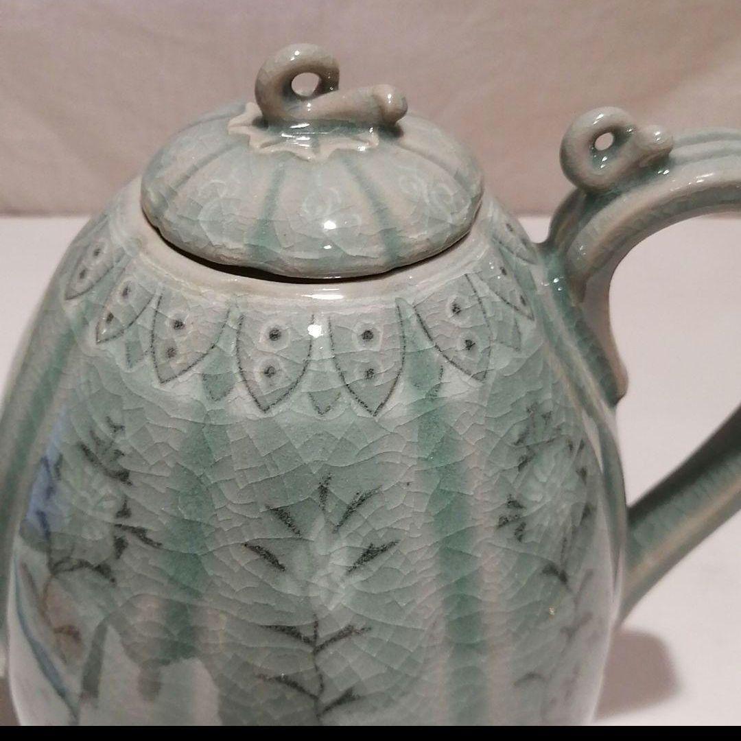 青磁瓜形ポット箱なし未使用骨董アンティーク