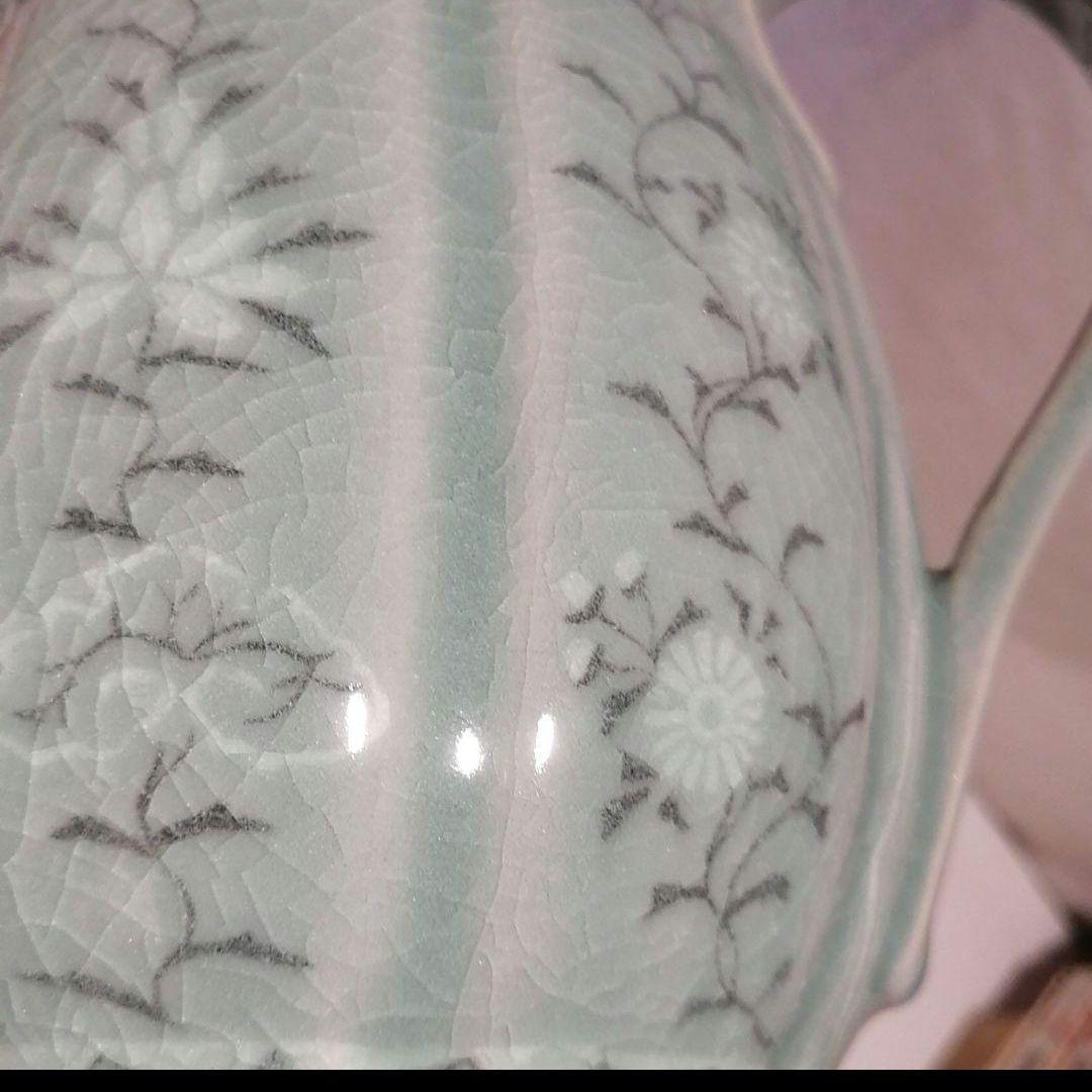 青磁瓜形ポット箱なし未使用骨董アンティーク