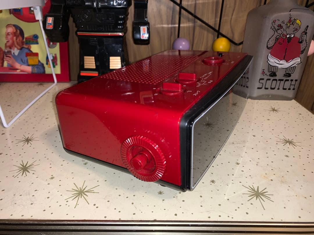 昭和レトロ　動作品　ナショナル　ラジオ付　パタパタ時計　スペースエイジ　イームズ