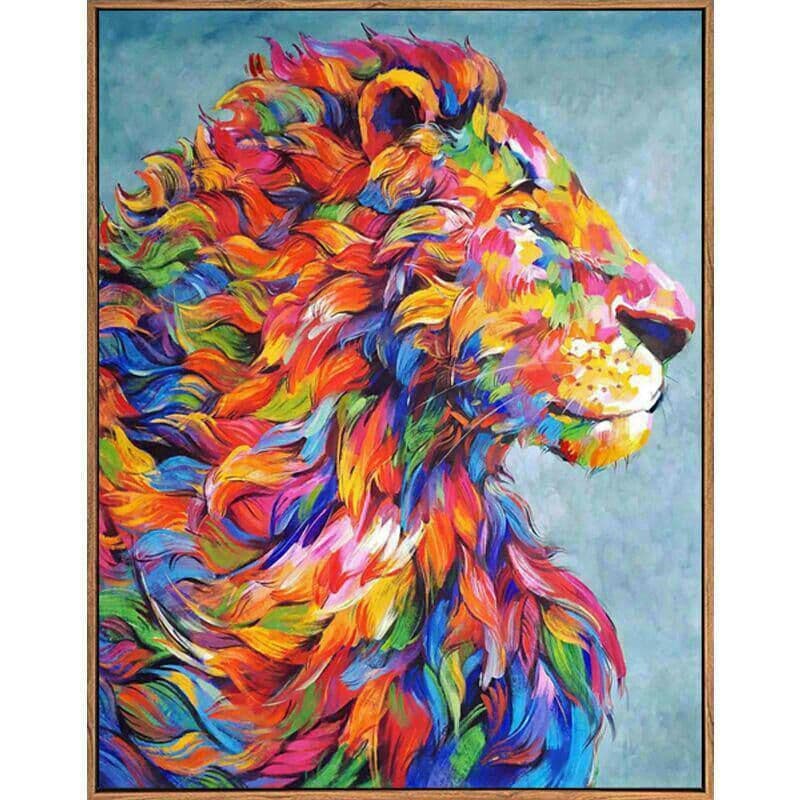 純粋な手描きの油絵抽象ライオンW