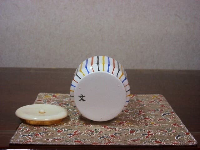 今日庵　加藤丈佳作　紅毛写　茶入　箱：太翁在印　共箱　古物。