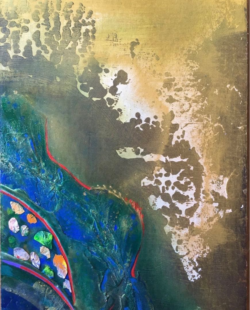 美術品 アート作品 抽象画　ゴールド　アンティーク雑貨　昭和レトロ　絵画　開運