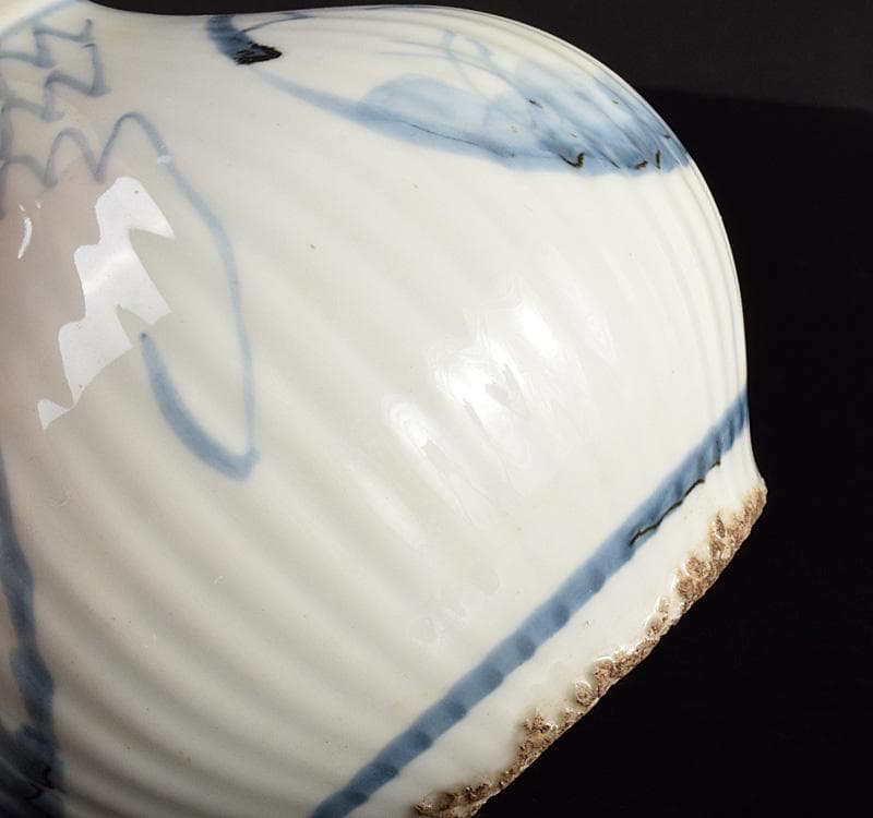 朝鮮美術　李朝　高麗白磁　染付　花文　一輪挿し　花瓶　D　R4931