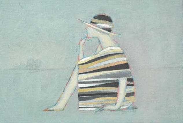 油絵 菅家令子 絵 絵画インテリア額付(青緑＋金色の枠) F4-071712女性