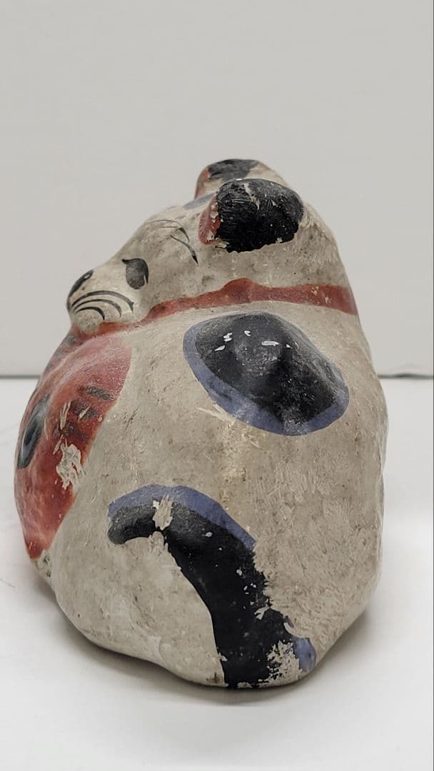 おめでたい③お正月玄関に 明治時代 鯛猫 ガラ入 古い練り人形 土人形 郷土玩具