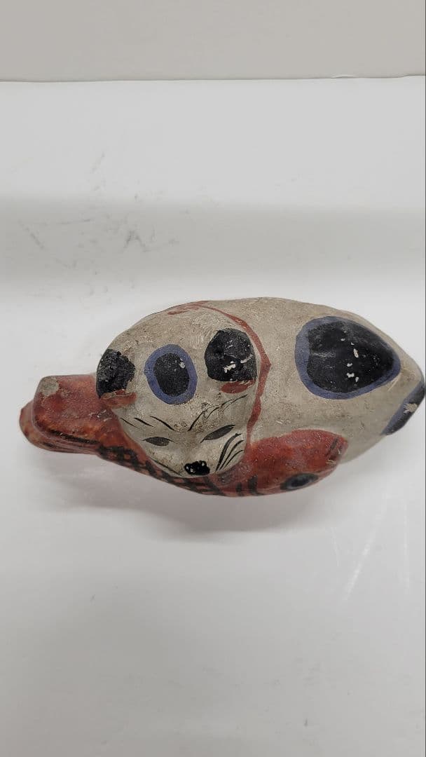 おめでたい③お正月玄関に 明治時代 鯛猫 ガラ入 古い練り人形 土人形 郷土玩具