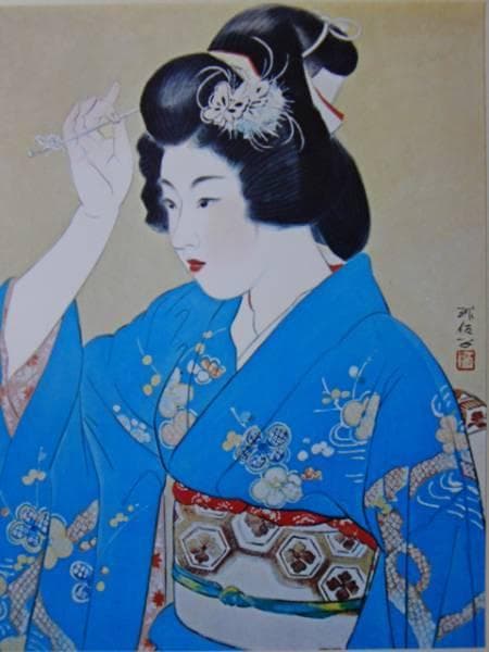 梶原緋佐子、初島田、高級額装用画版、版上サイン入、新品額付