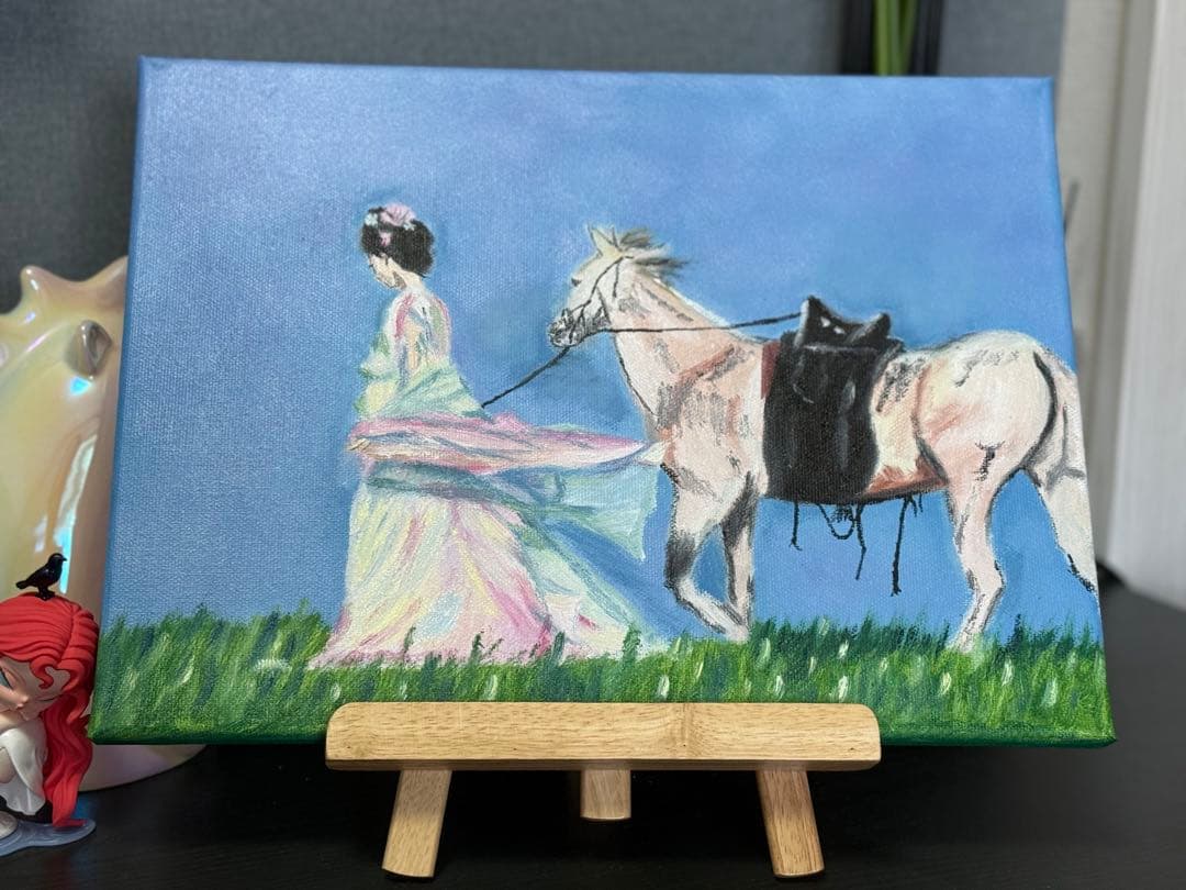 「旅の始まり」　手描き　油絵　風景画　原画　油彩画