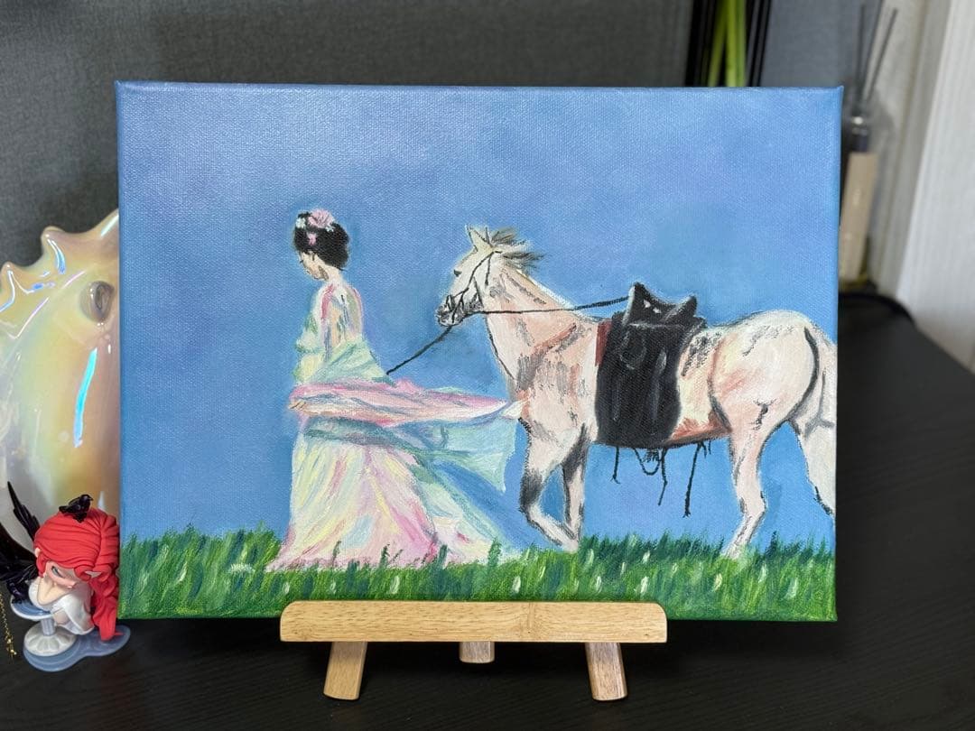 「旅の始まり」　手描き　油絵　風景画　原画　油彩画