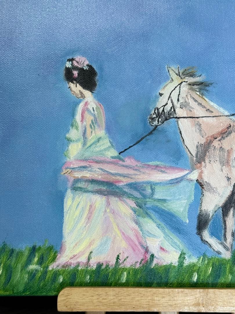 「旅の始まり」　手描き　油絵　風景画　原画　油彩画