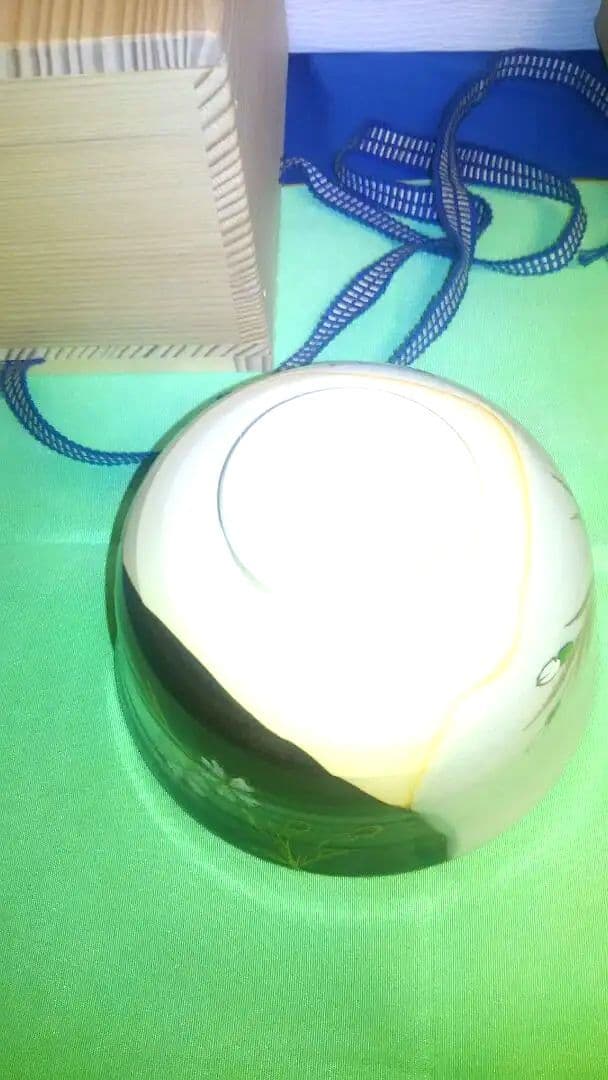 抹茶茶碗、掛分、枝垂桜、橋本永豊作