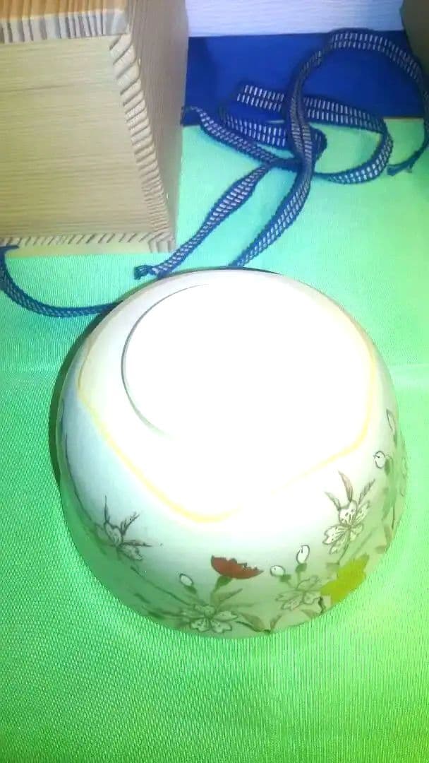 抹茶茶碗、掛分、枝垂桜、橋本永豊作