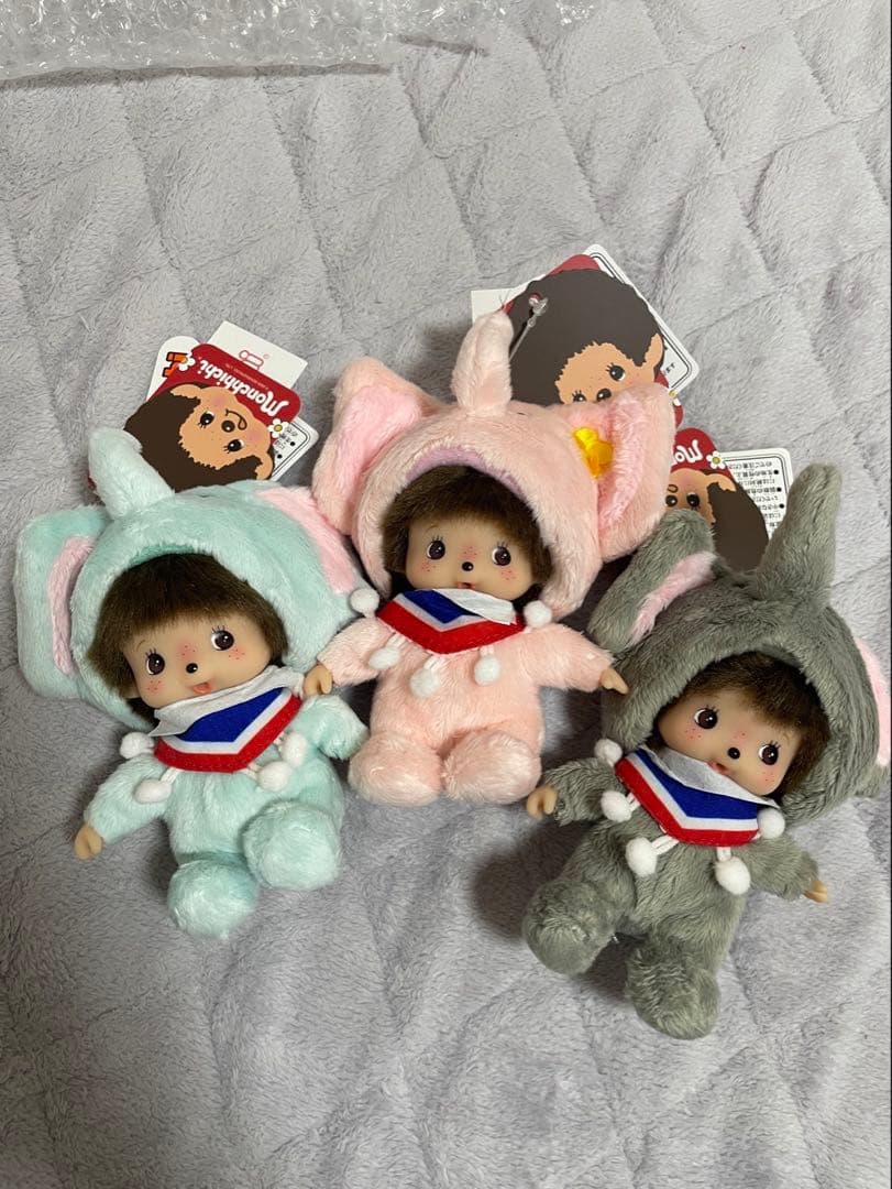 海外限定　ベビチッチ ゾウ　エレファント モンチッチ 3個 ピンク グレー 水色