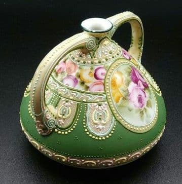 希少 オールドノリタケ メイプルリーフ エナメル盛り上げ 花瓶