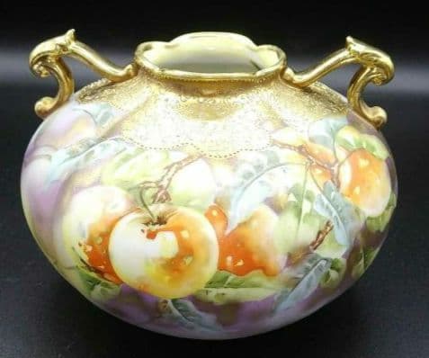 希少 オールドノリタケ メイプルリーフ エナメル盛り上げ 花瓶