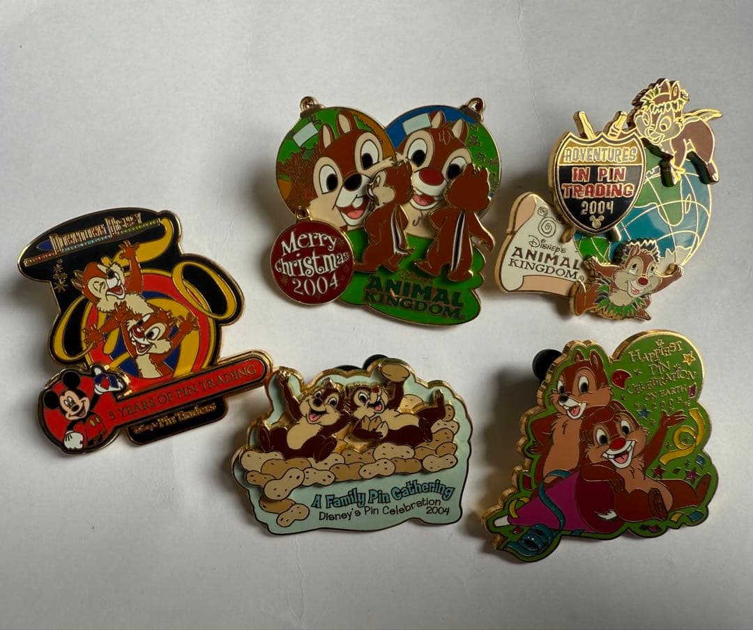 チップとデール エナメルピン 5個セット　クリスマス　アニマルキングダム