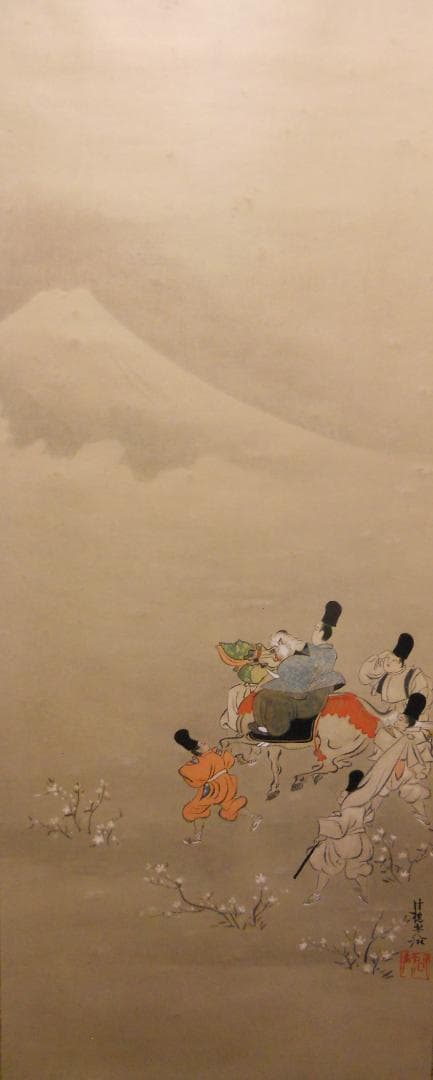 掛け軸 尾形光琳 業平東下り図 紙本 名品 複製 希少 軸装 茶道具 掛軸 です