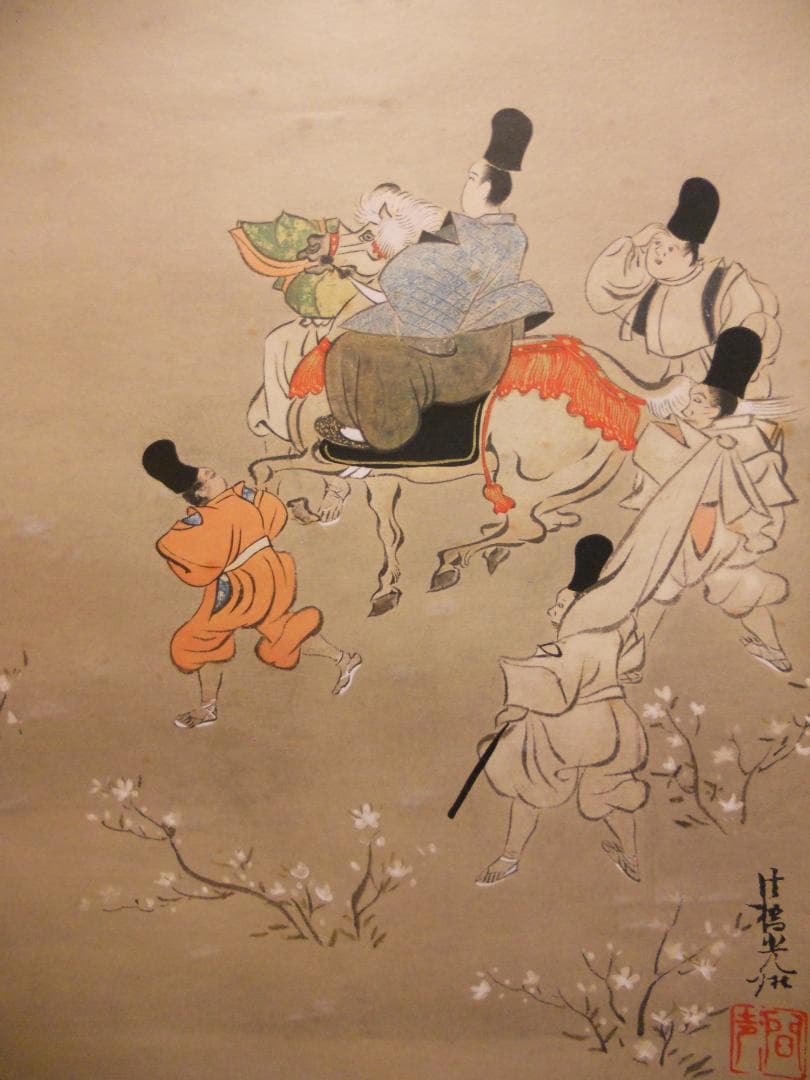 掛け軸 尾形光琳 業平東下り図 紙本 名品 複製 希少 軸装 茶道具 掛軸 です