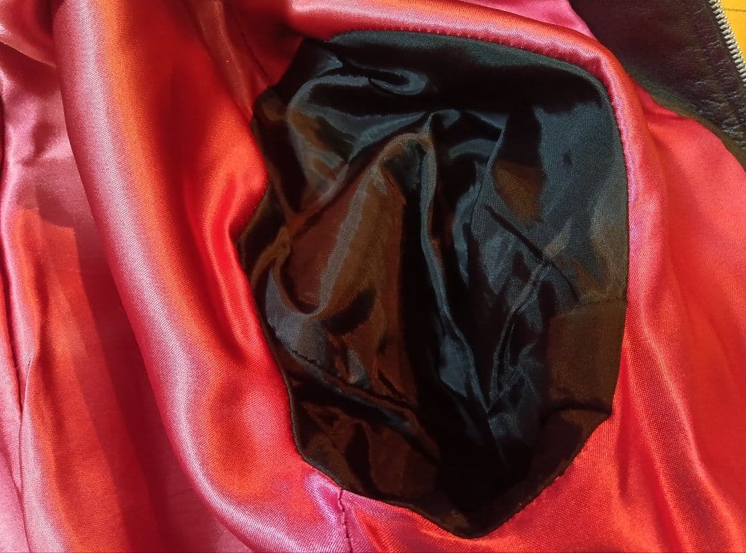 シングルレザーライダースマンダリンカラーブルゾンMブラック黒