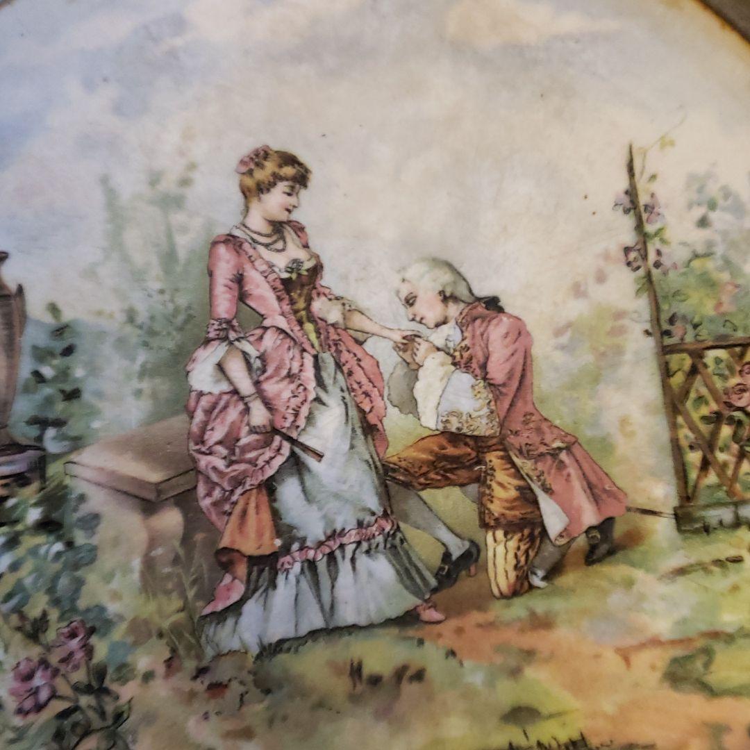 西洋アンティーク　フランス19世紀絵皿の壁掛　美術品　骨董品