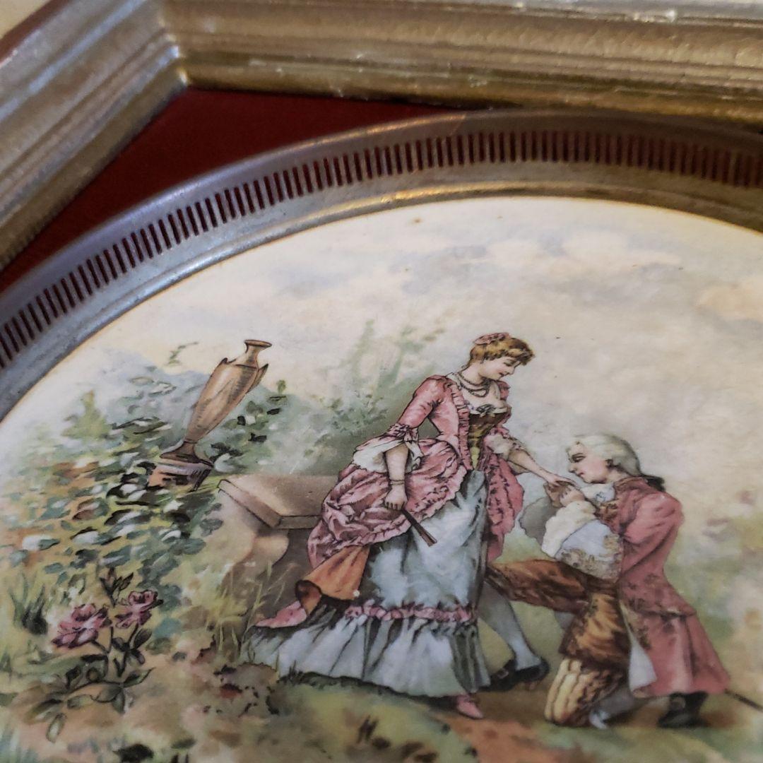 西洋アンティーク　フランス19世紀絵皿の壁掛　美術品　骨董品