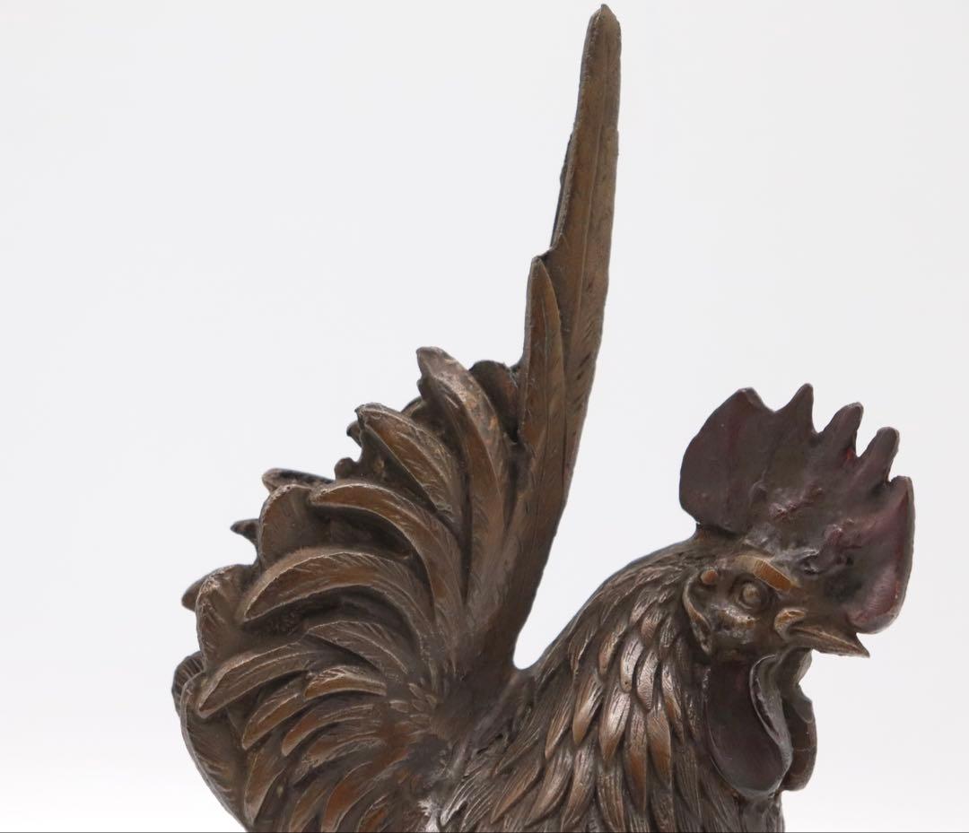 時代　銅製　鶏　オブジェ　置物　送料込み250807