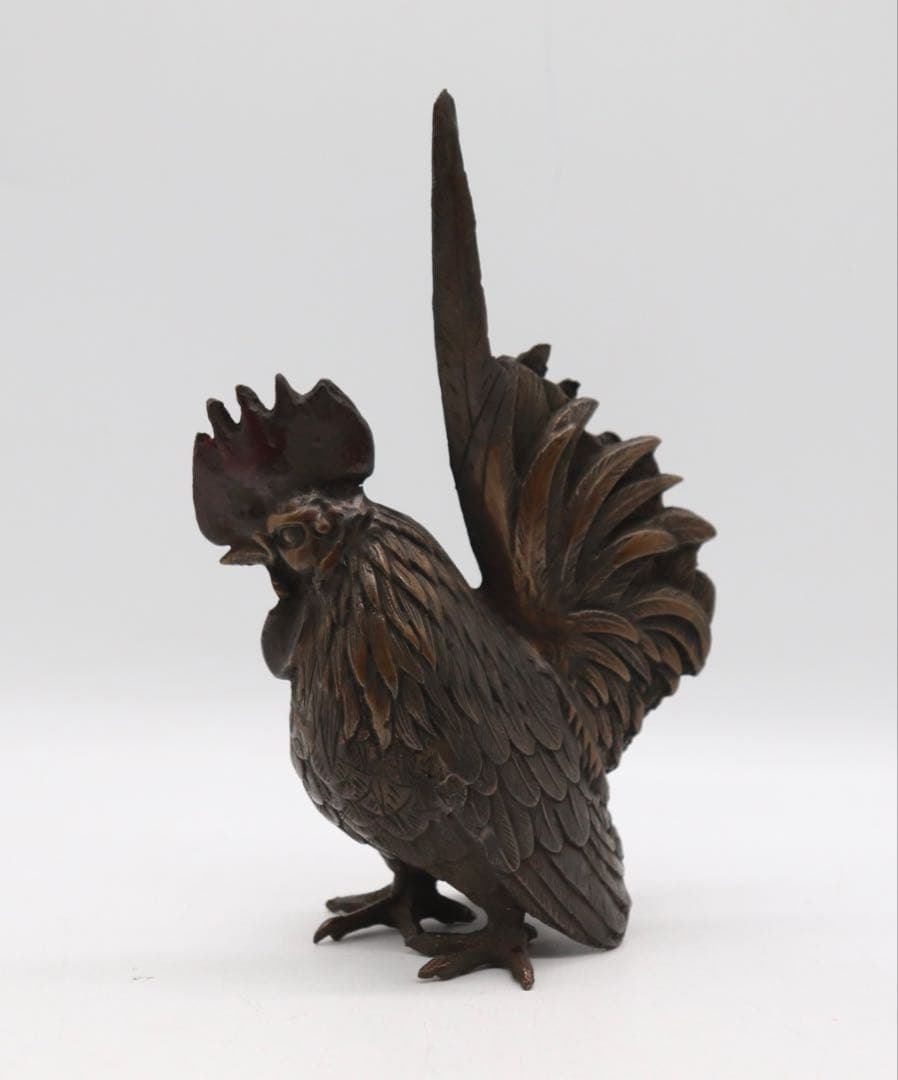 時代　銅製　鶏　オブジェ　置物　送料込み250807