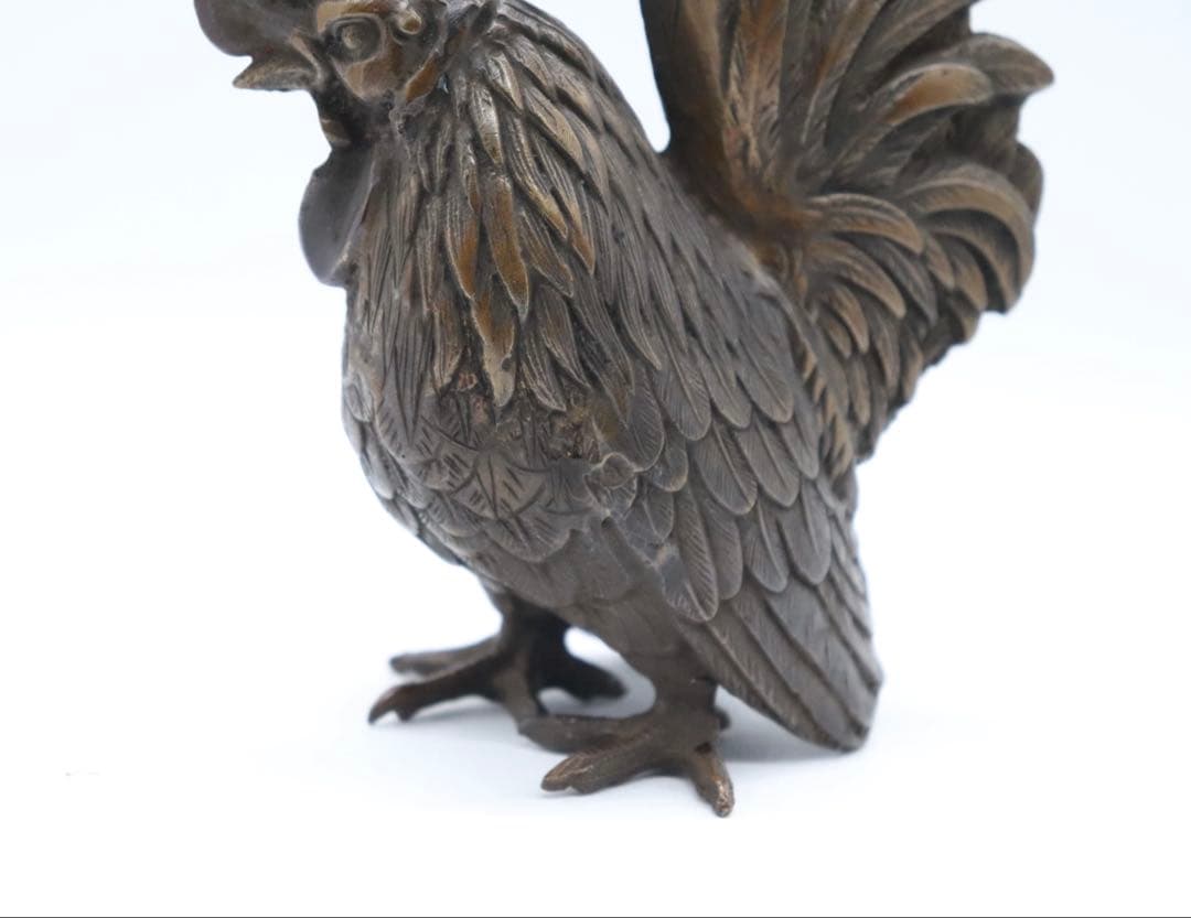 時代　銅製　鶏　オブジェ　置物　送料込み250807