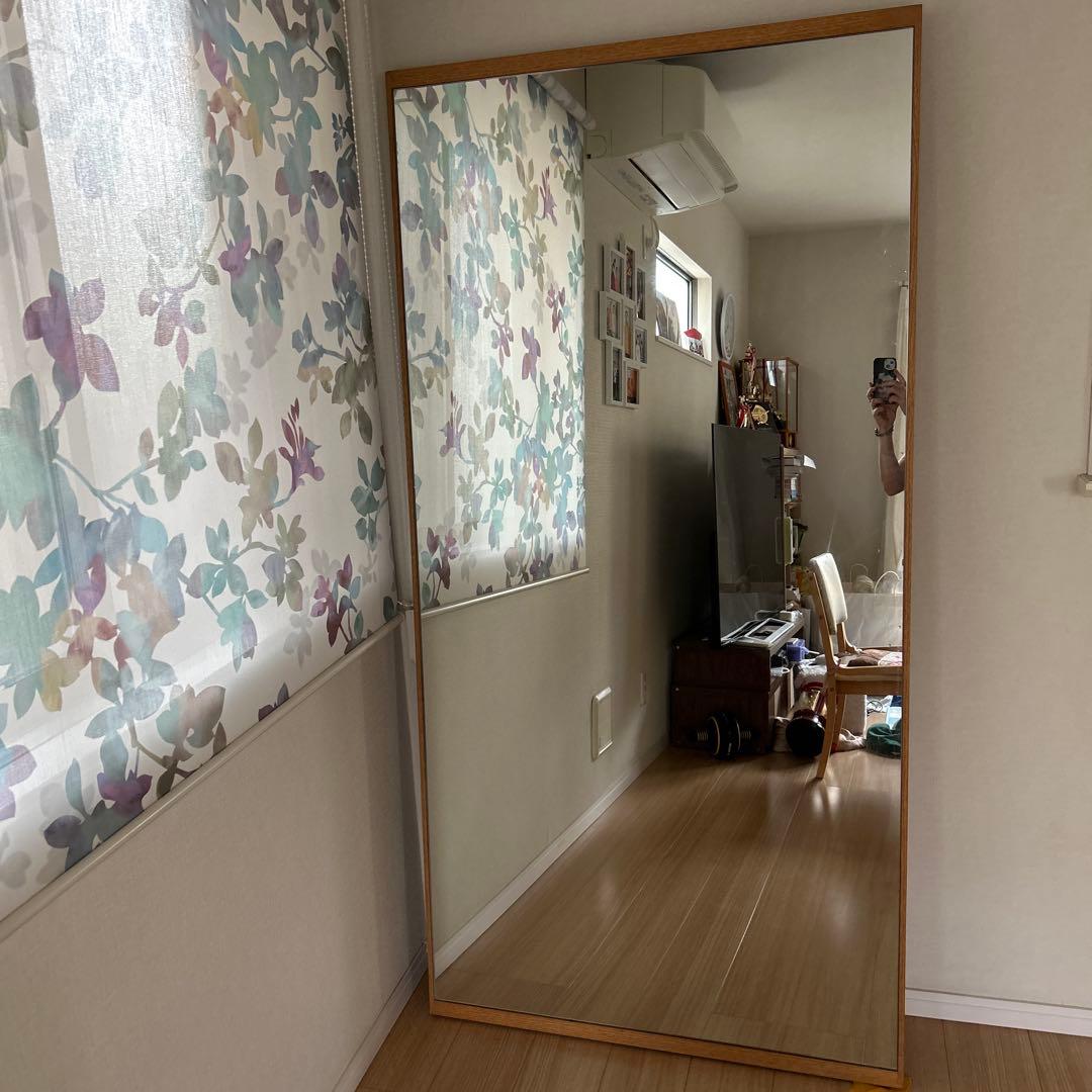 特大鏡　巨大全身姿見　洗面台店鏡玄関鏡立掛けミラー 大型立掛け式天然木フレーム