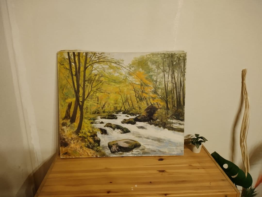 風景画 油彩額縁 秋の風景