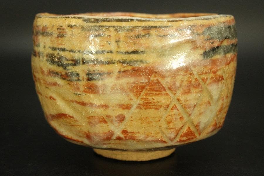 茶道具 二代 小川長楽造 漁村曙 茶碗 共箱 美品(A807)