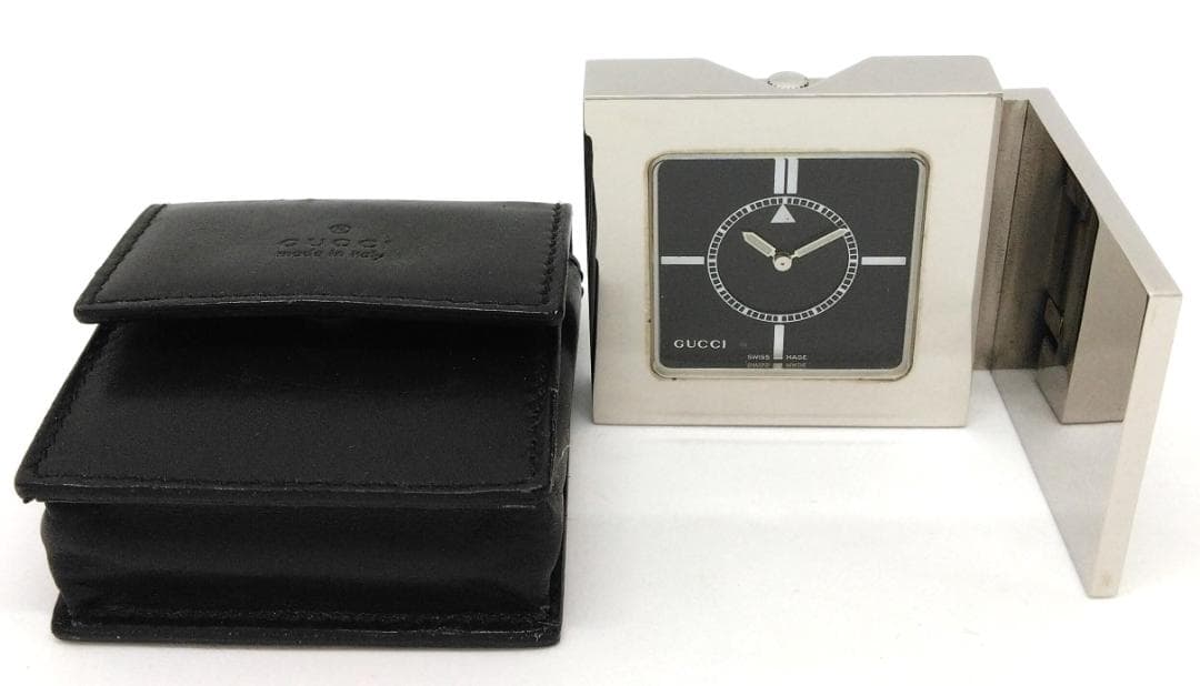 グッチ 置時計トラベルクロック 保存ケース有 クォーツ 中古品 (149085)
