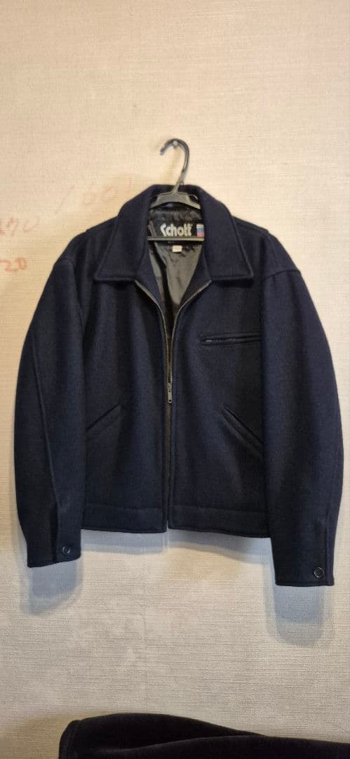 Schott シングルライダース ウールジャケット 42 ネイビー